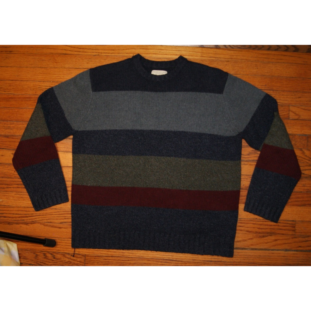 Vintage American Eagle Sweater Men L Blue Gray Red Lambs Wool Baggy Y2K 2000s